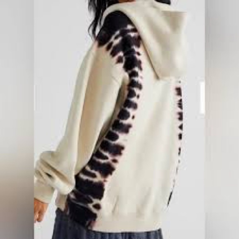FREE PEOPLE WASHED GREY MORNING COMBO TIE DYE ITS A VIBE HOODIE | LARGE - Picture 4 of 16